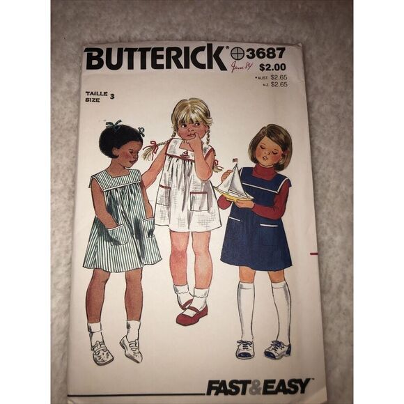 Butterick 3687 Uncut Pattern Size 3 Dress - Picture 1 of 3